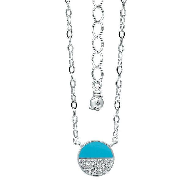 Aleure Precioso Sterling Silver Turquoise Enamel & Cubic Zirconia Round Necklace, Womens Blue Product Image