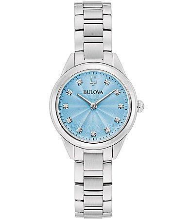 Bulova Womens Sutton Quartz Analog Diamond Accents Stainless Steel Pink Dial Bracelet Watch Product Image