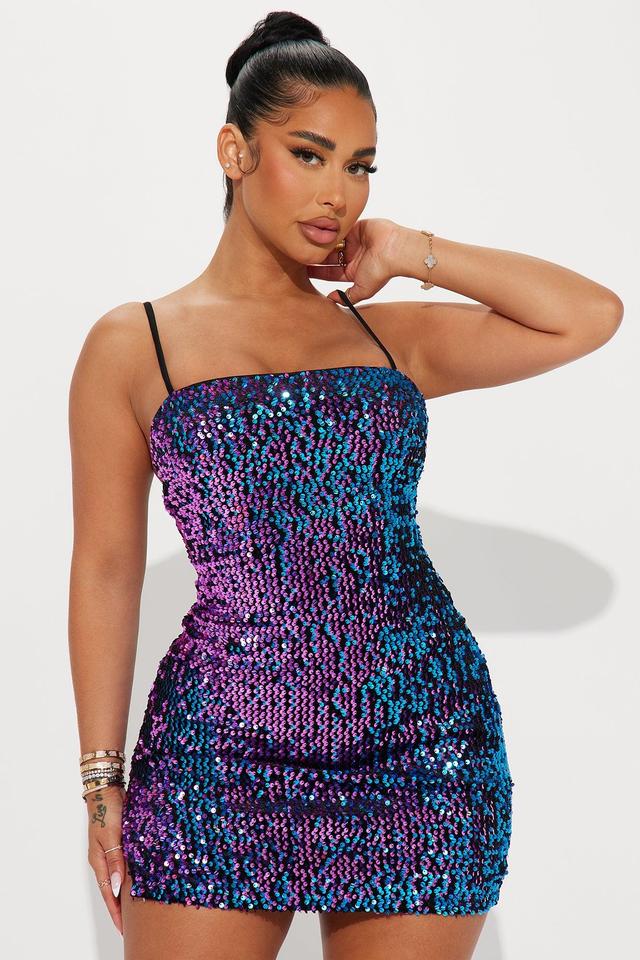 Bright Light Sequin Mini Dress - Purple/combo Product Image