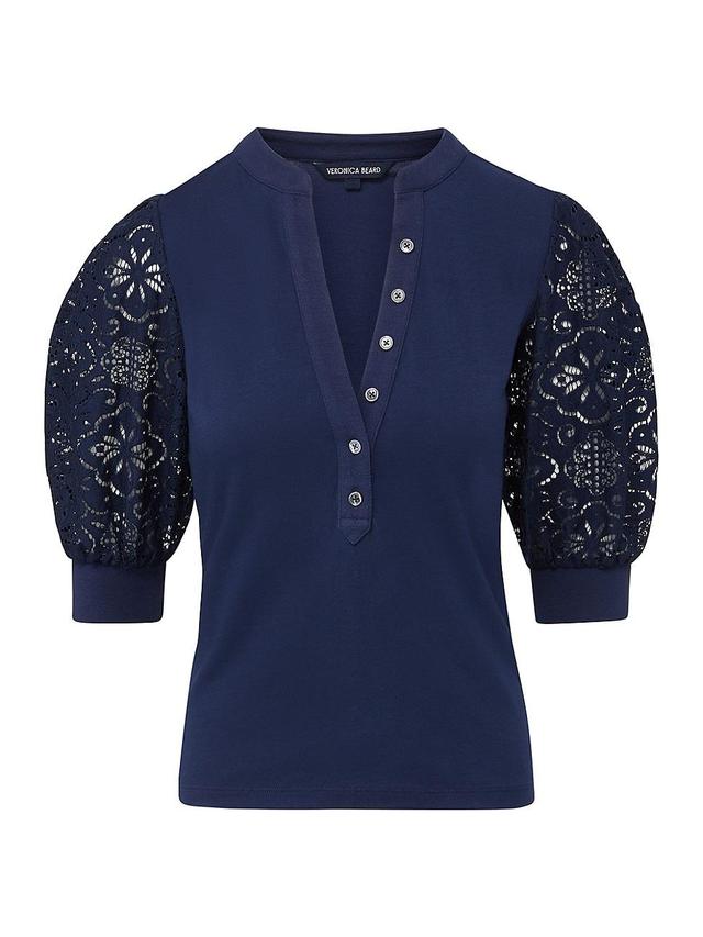 Womens Coralee Cotton Lace-Sleeve Blouse Product Image