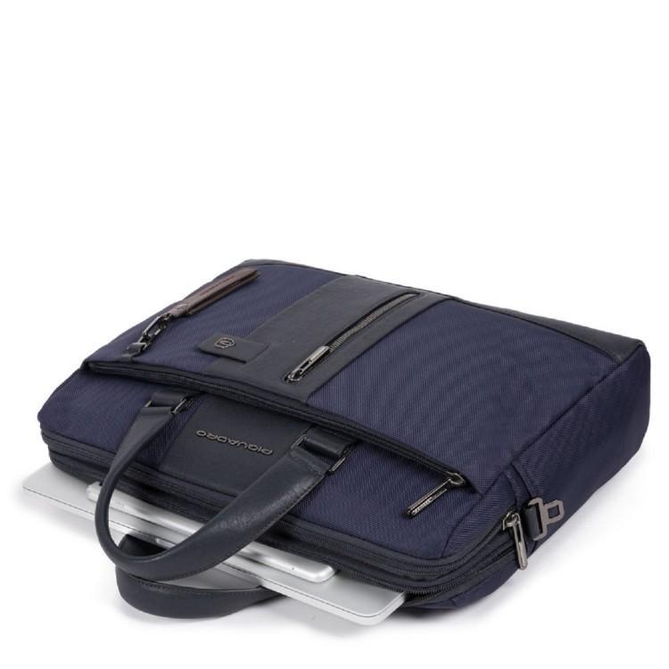 PIQUADRO Blue Workbook Briefcase In Grey Product Image