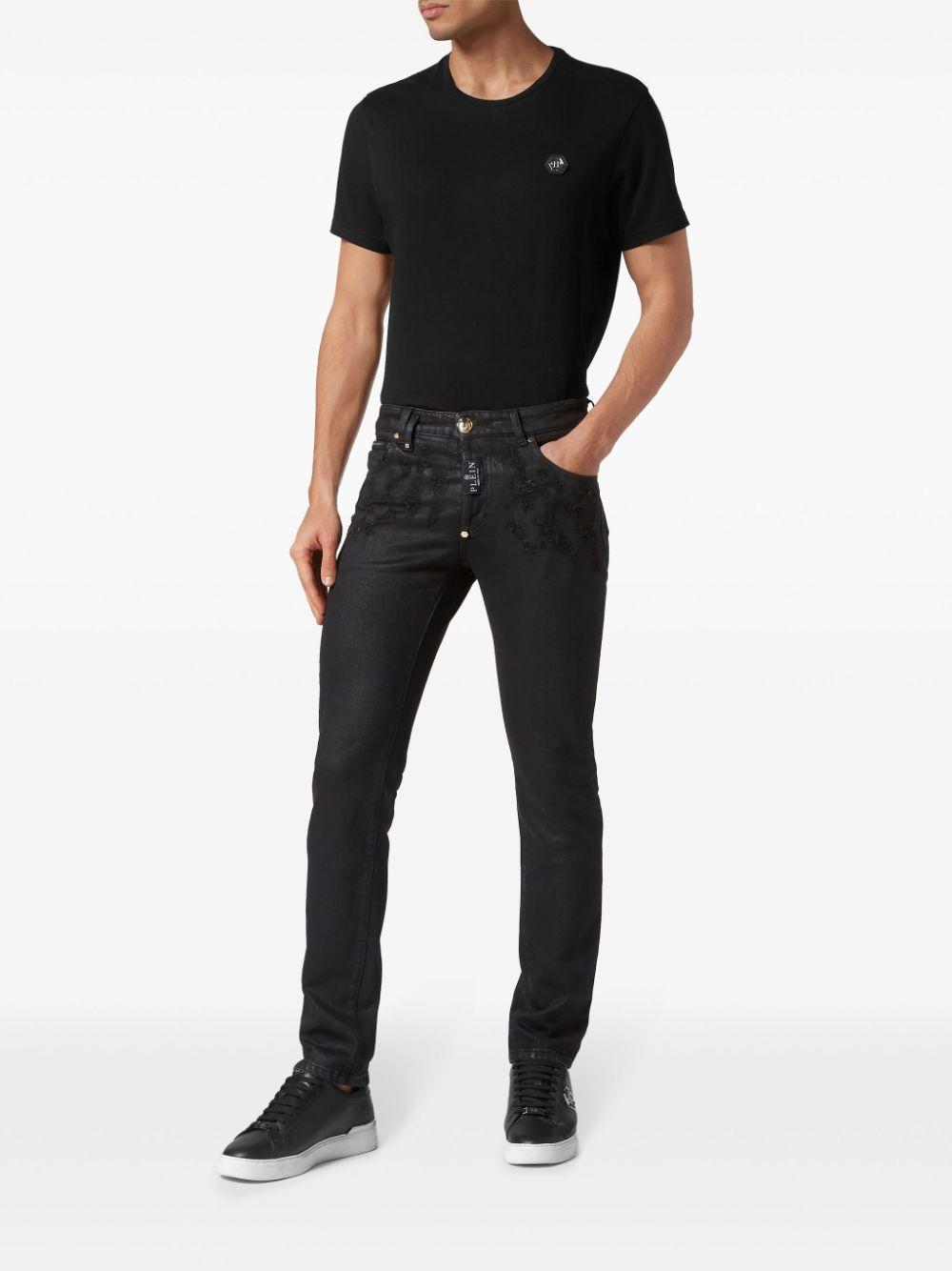 Denim Trousers Straight Hexagon Jeans In Black Product Image