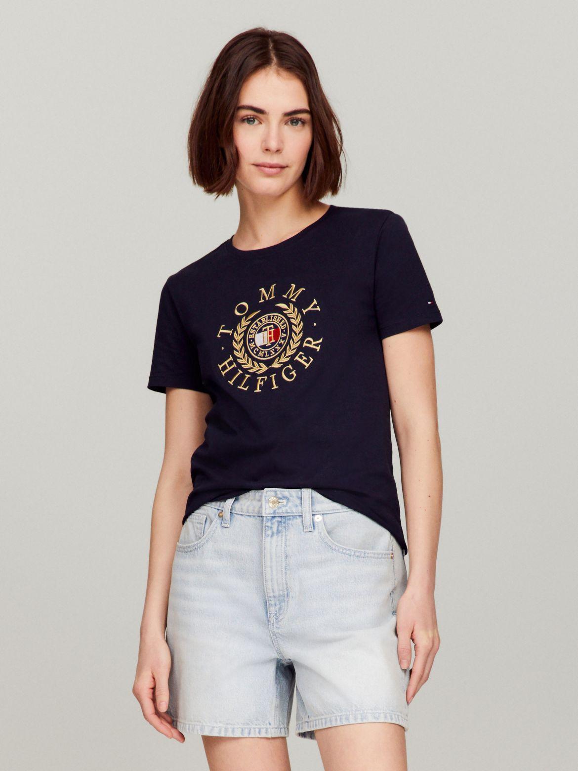 Tommy Hilfiger Women's Embroidered Tommy Laurel Logo T-Shirt Product Image