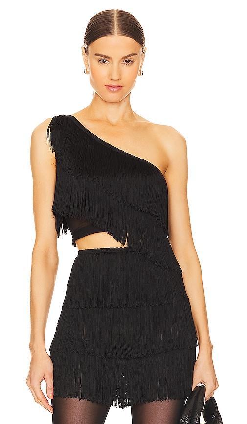 Norma Kamali Spliced Cropped One Shoulder Fringe Top Size M, XL. product image