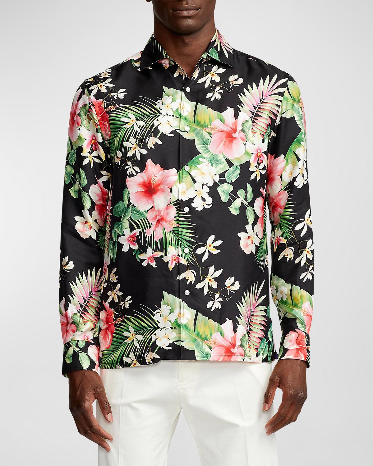 Ralph Lauren Purple Label Tropical Floral Silk Button-Up Shirt Product Image