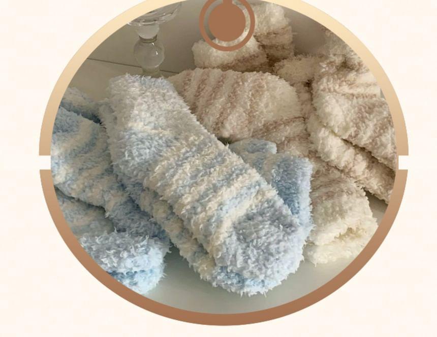 Striped Coral Fleece Short Socks Set Product Image