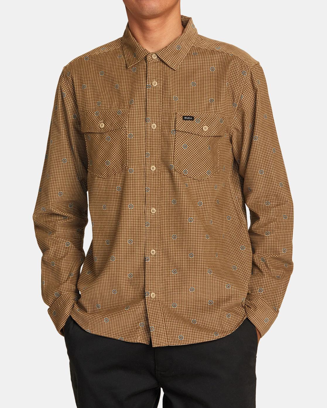 Freeman Cord Print Long Sleeve Shirt - Khaki Product Image