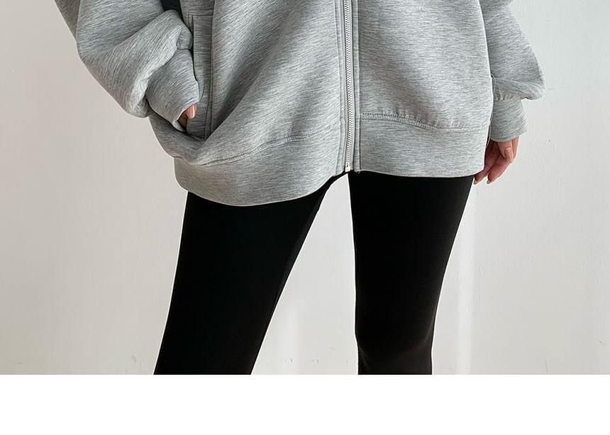 Plain Zip Oversized Hoodie Product Image