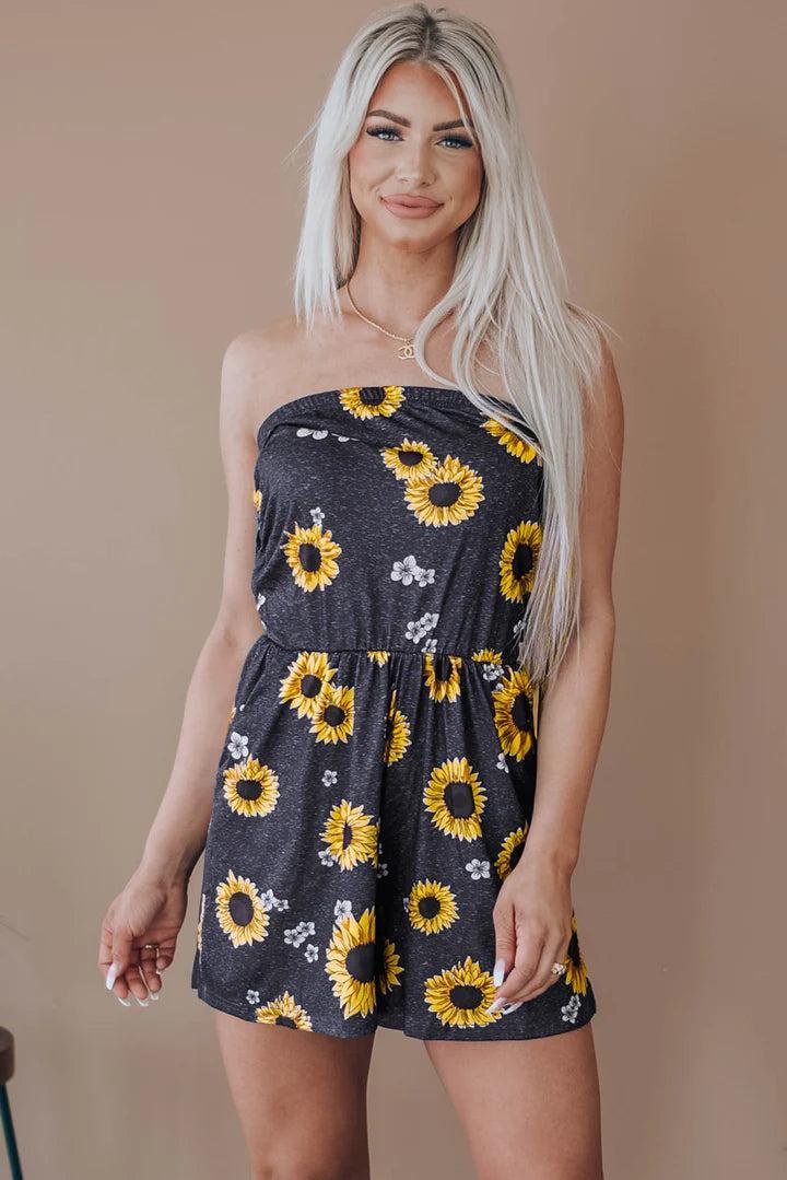 Yellow Floral Romper with Pockets Product Image