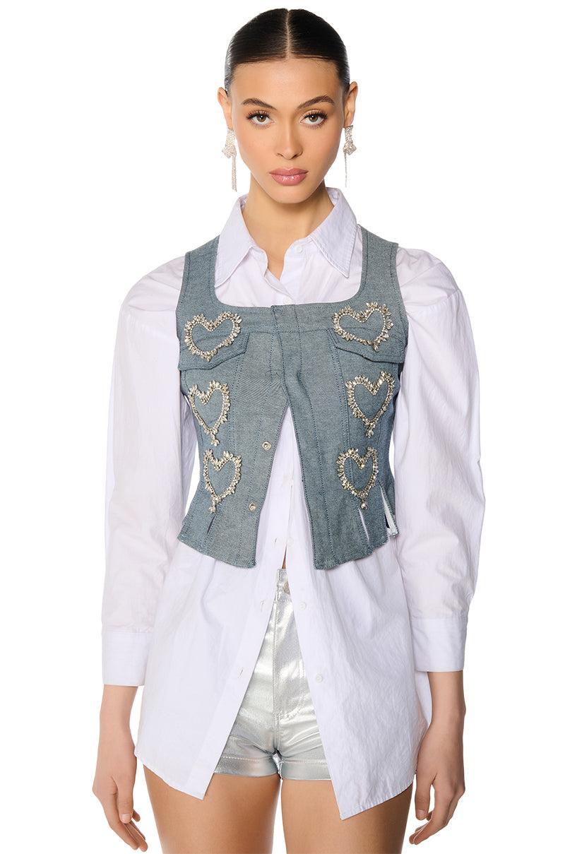 HEART ON DENIM VEST Product Image