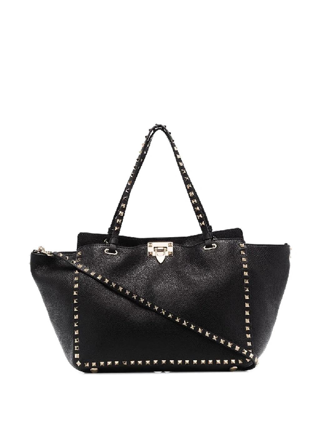 VALENTINO GARAVANI Medium Rockstud Leather Tote In Multicolor Product Image