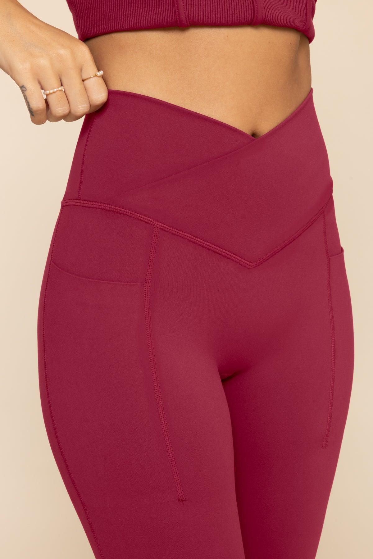 Crisscross Hourglass® Flared Leggings with Pockets - Ruby Product Image