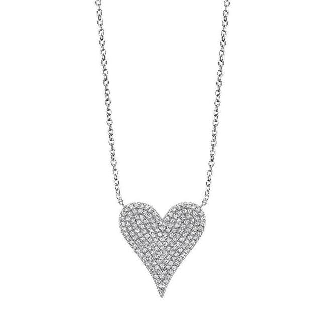 OLIVIA AND HARPER Sterling Silver Cubic Zirconia Heart Pendant Necklace, Womens Product Image