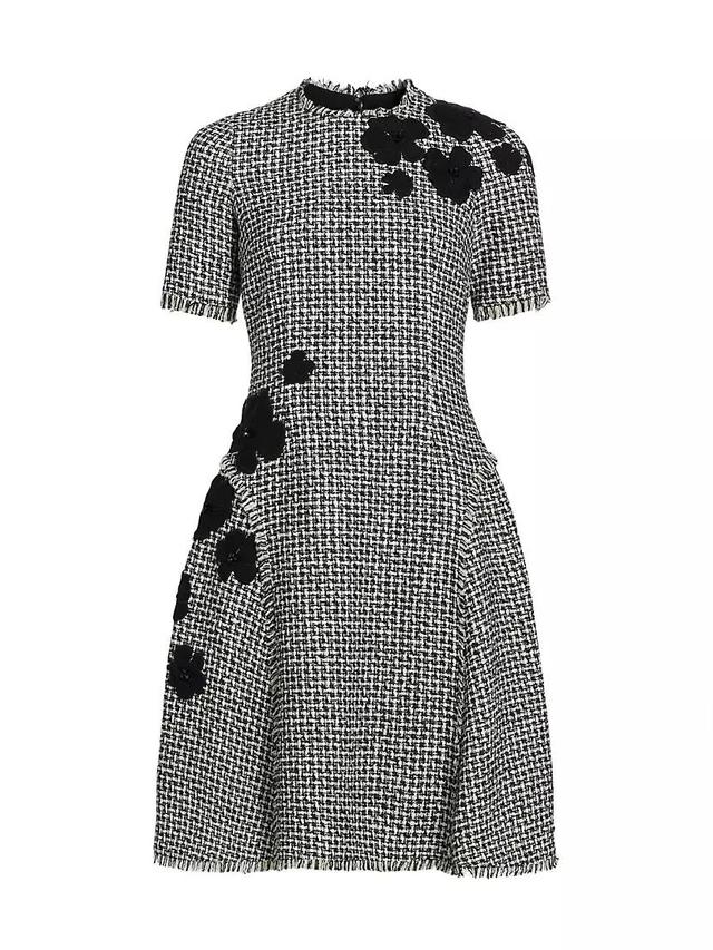 Floral Appliqué Tweed Cocktail Dress Product Image