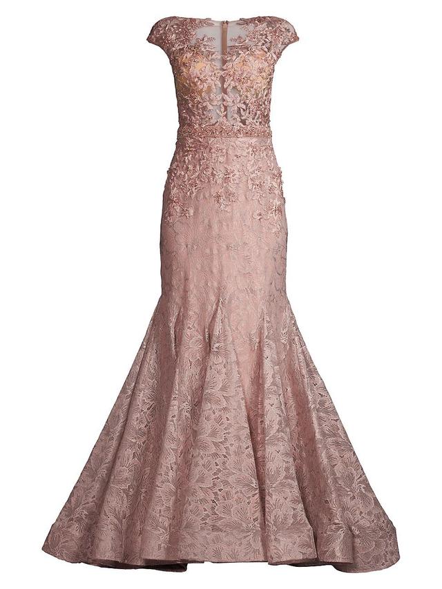 Womens Beaded Lace Gown Product Image