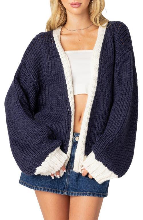 EDIKTED Colorblock Chunky Knit Cardigan Product Image