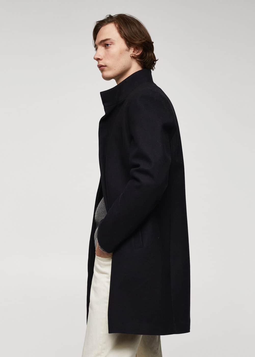 MANGO MAN - Wool funnel neck coat dark navyMen Product Image