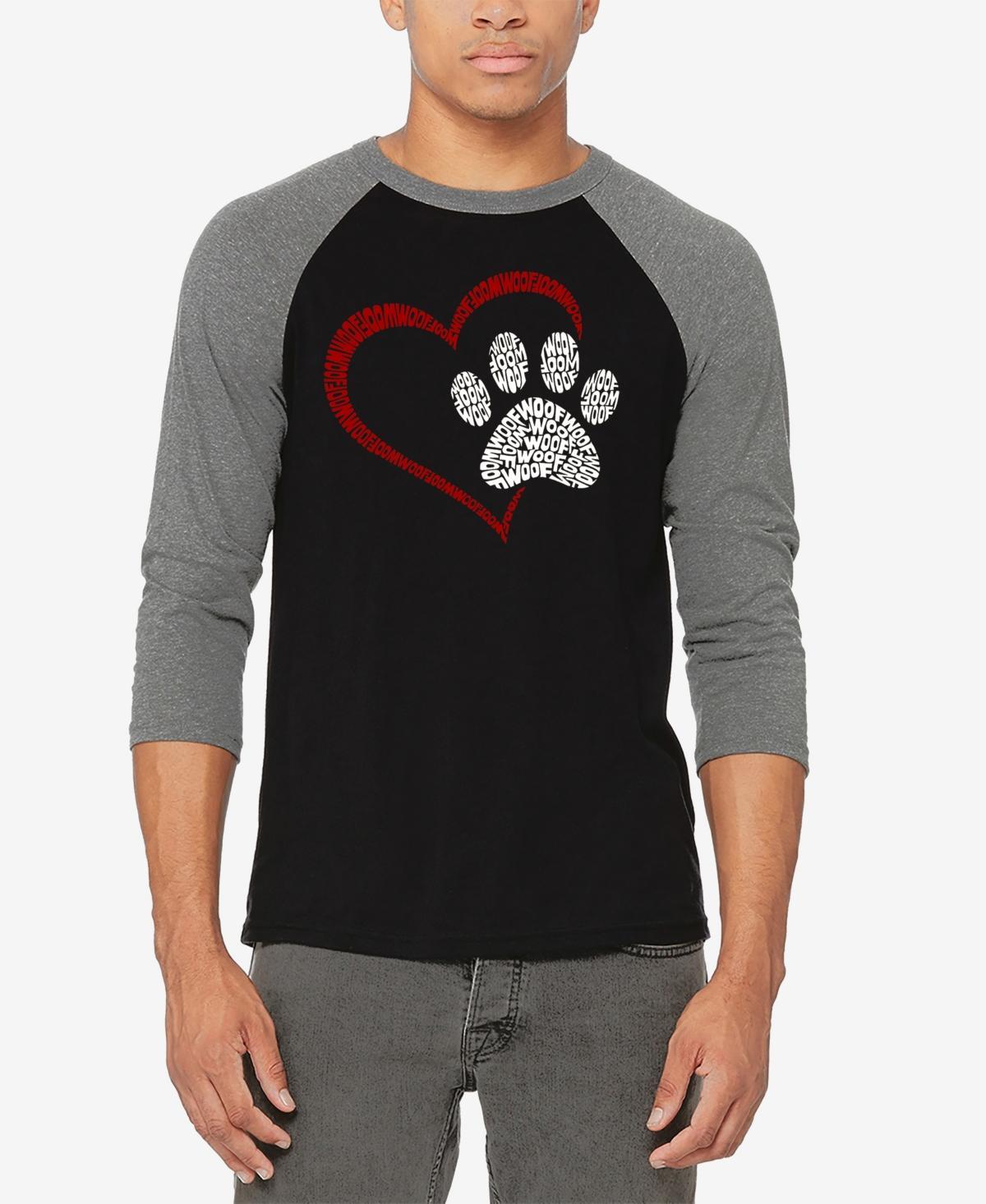 La Pop Art Paw Heart - Mens Raglan Baseball Word Art T-Shirt Product Image