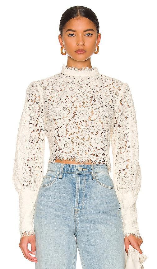 Bardot Georgia Lace Top in Ivory. - size 8 (also in 10, 12, 2, 4, 6) Product Image