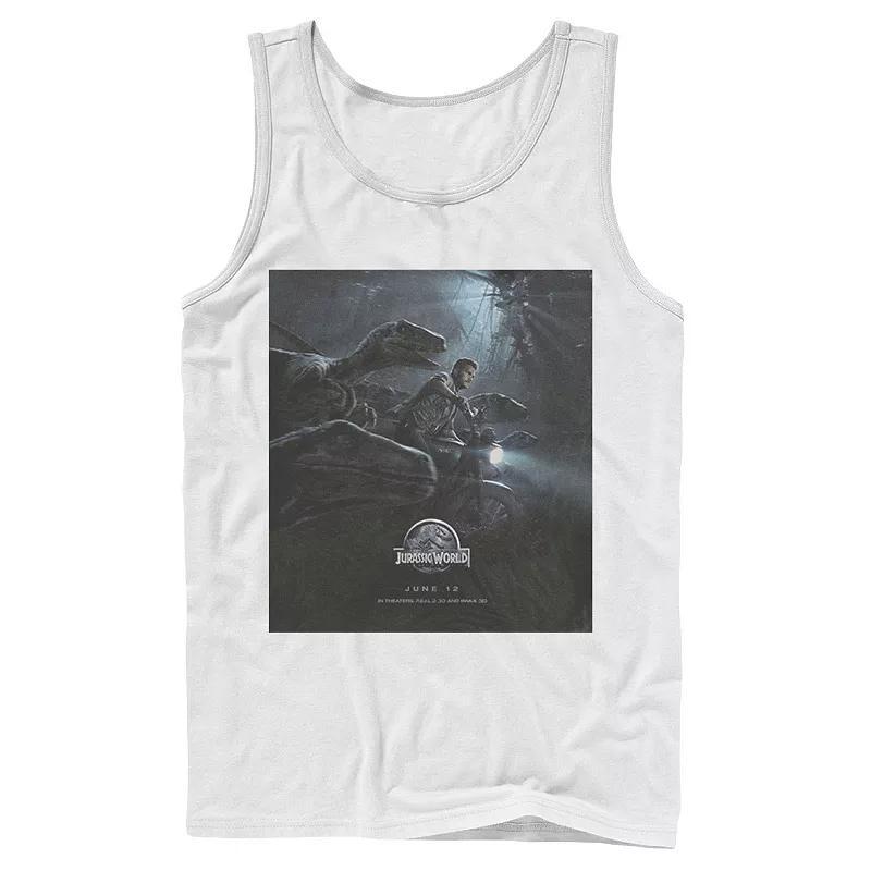 Mens Jurassic World Owen Ride Raptor Movie Poster Tank Top Grey Product Image