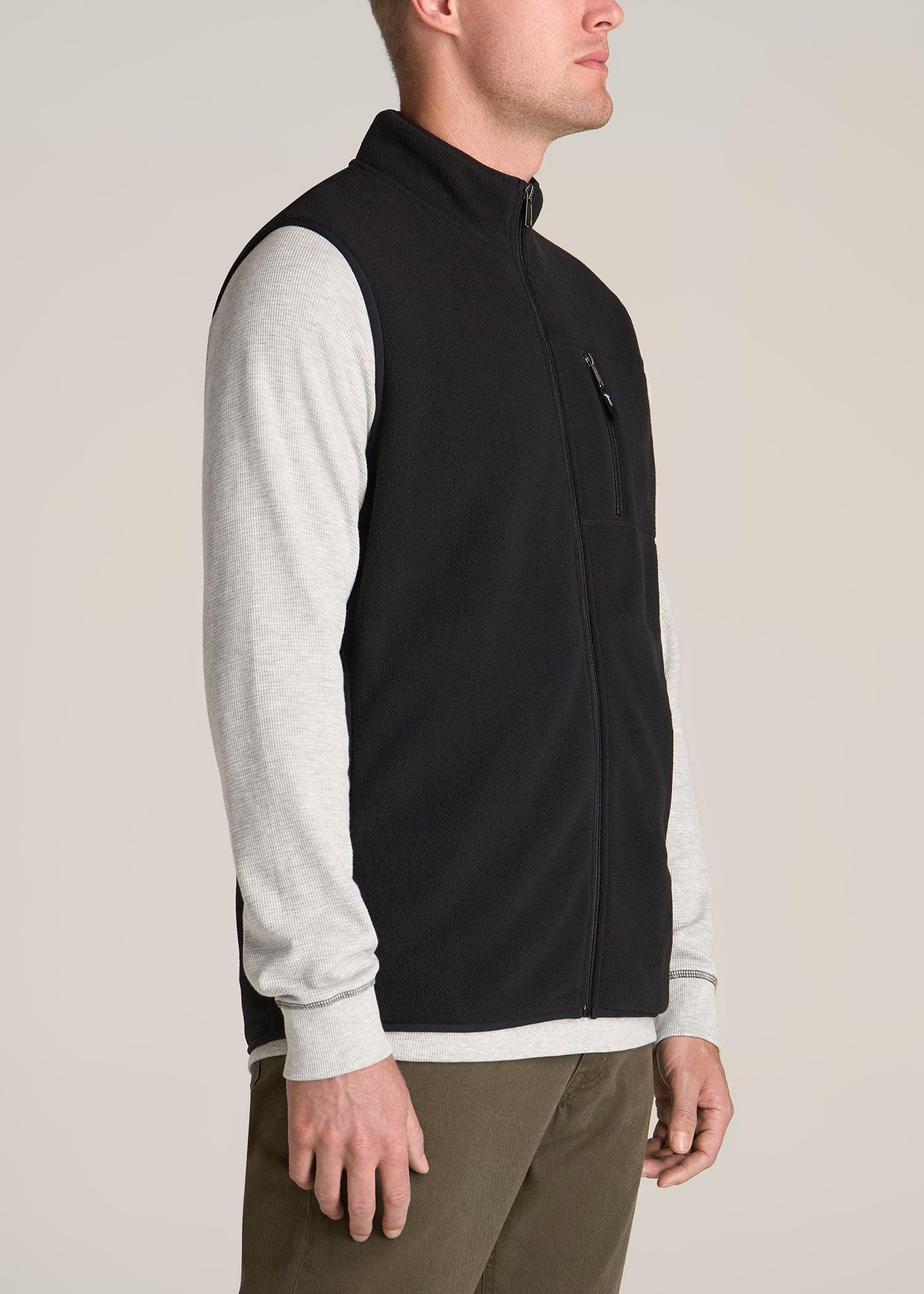 Polar Fleece Sweater Full Zip Vest for Tall Men in Black Product Image