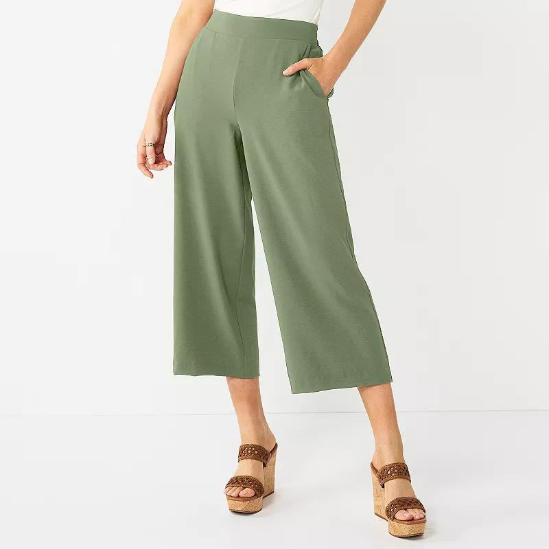 Womens Nine West Pull-On Wide-Leg Crop Pants Product Image