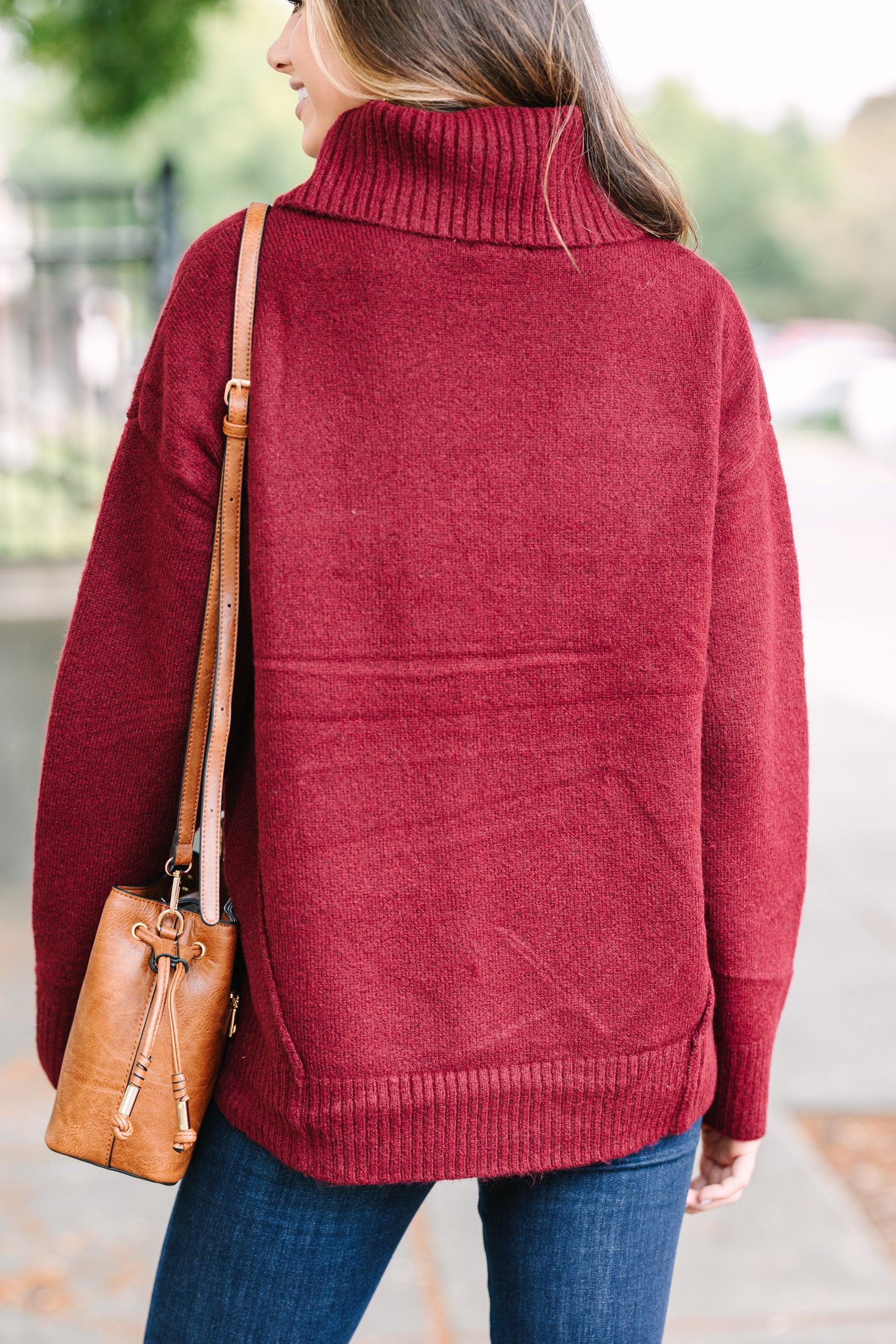 What A Day Burgundy Red Turtleneck Sweater Female Product Image