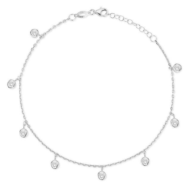 Sunkissed Sterling Silver Over Cubic Zirconia Anklet, Womens Silver Tone Product Image