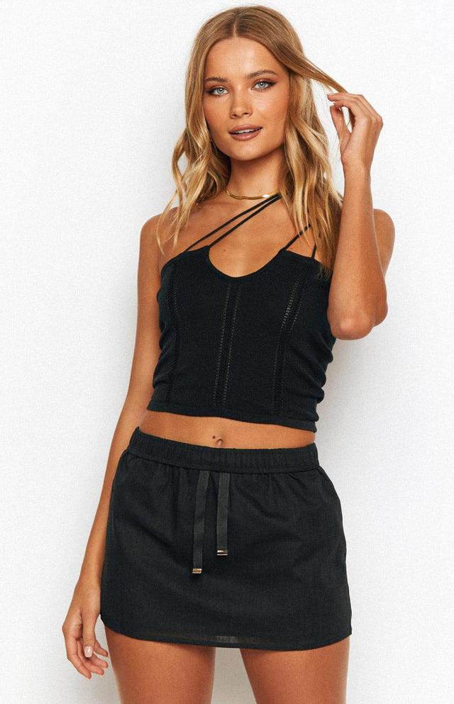 Chloe Black Knit Crop Top Product Image