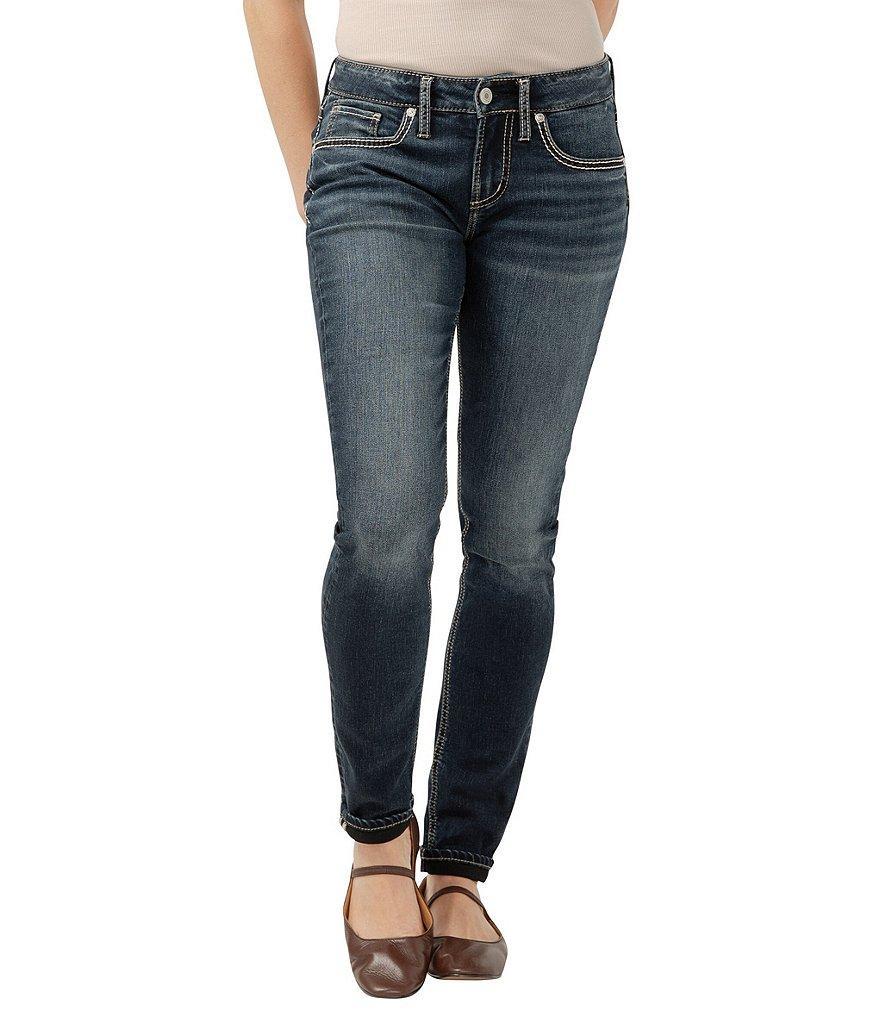 Silver Jeans Co. Girlfriend Dark Indigo Wash Skinny Jeans Product Image