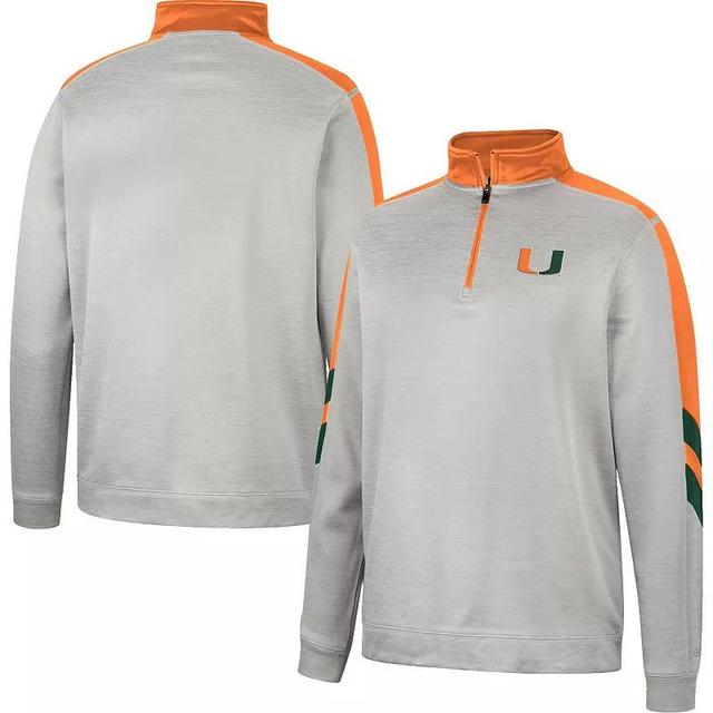 Mens Colosseum Gray/Orange Miami Hurricanes Bushwood Fleece Quarter-Zip Jacket Product Image