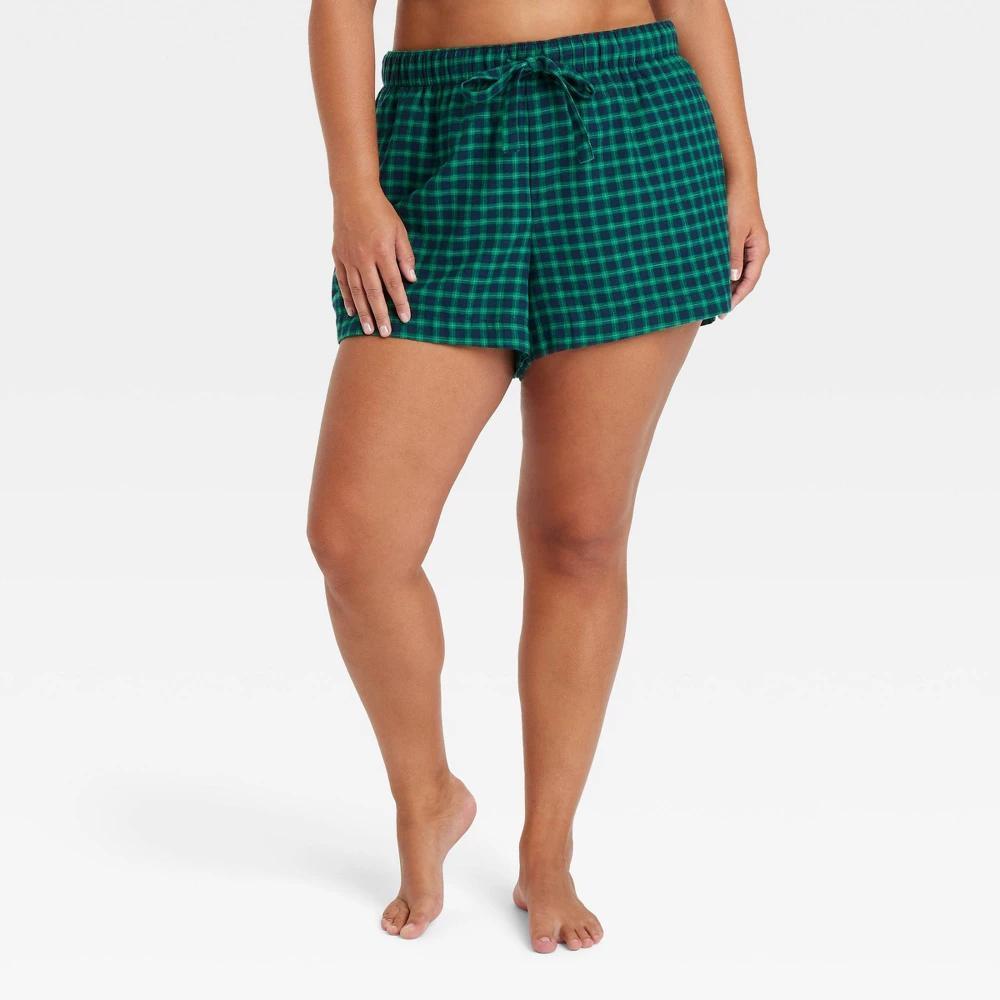 Womens Check Flannel Pajama Shorts - Auden 1X Product Image