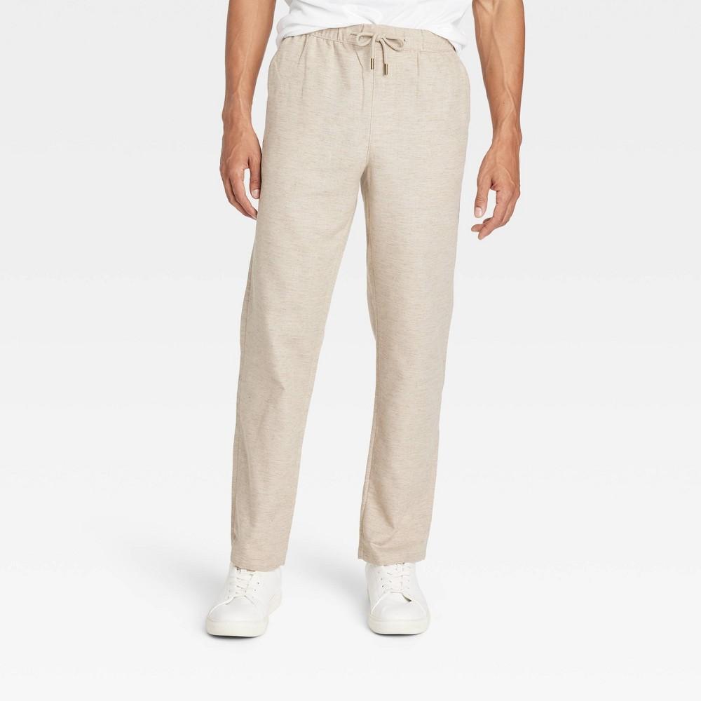 Mens Regular Fit Linen Straight Trousers - Goodfellow & Co Light Taupe XL Product Image