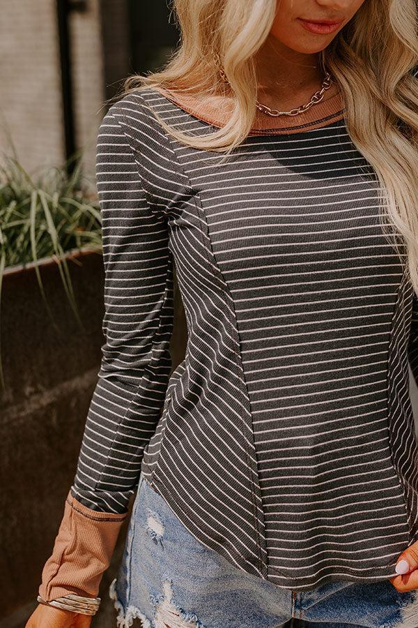 Cue The Chic Stripe Top in Slate Product Image