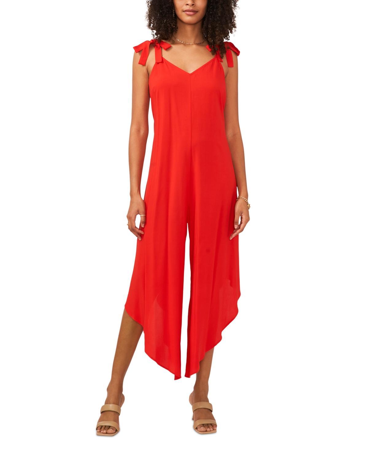 Vince Camuto Womens Solid Tie Shoulder Angled Hem Jumpsuit Product Image