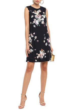 Printed Crepe Mini Dress In Midnight Blue Product Image