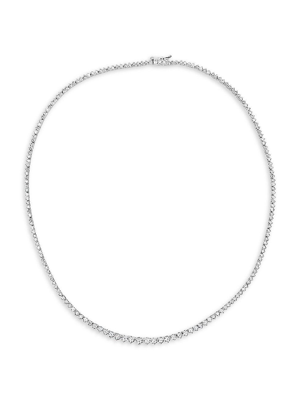 Womens 14K White Gold & Diamond Three-Prong Tennis Necklace Product Image