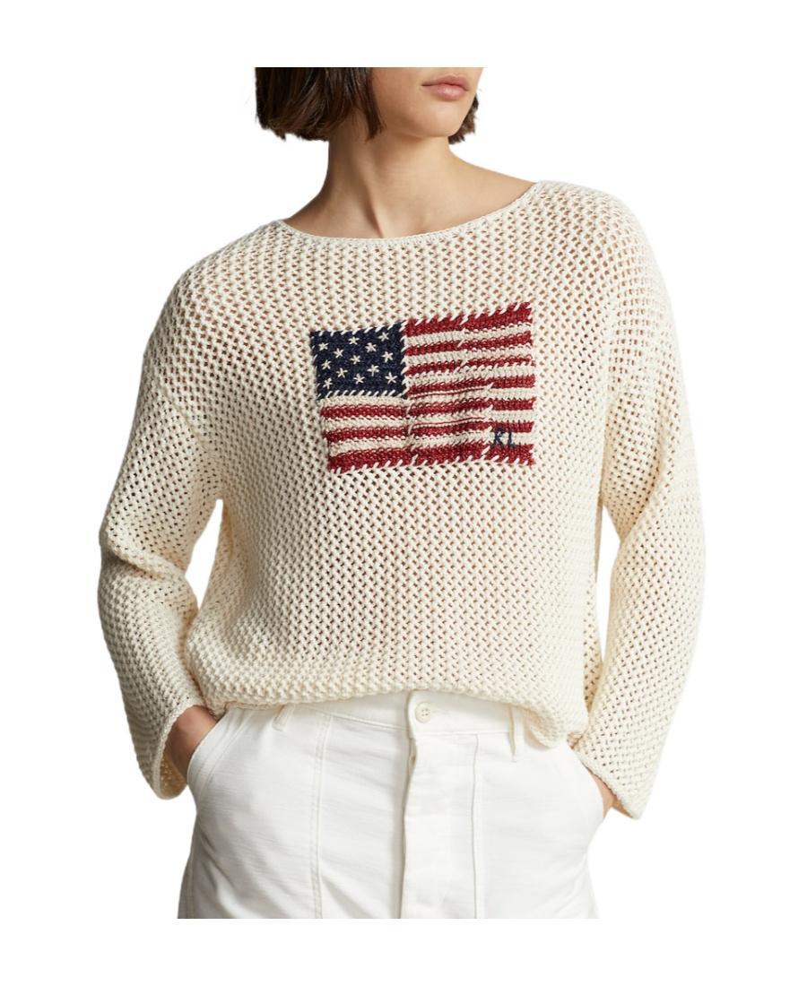 POLO RALPH LAUREN Knitted-flag Jumper In Chic Cream Product Image