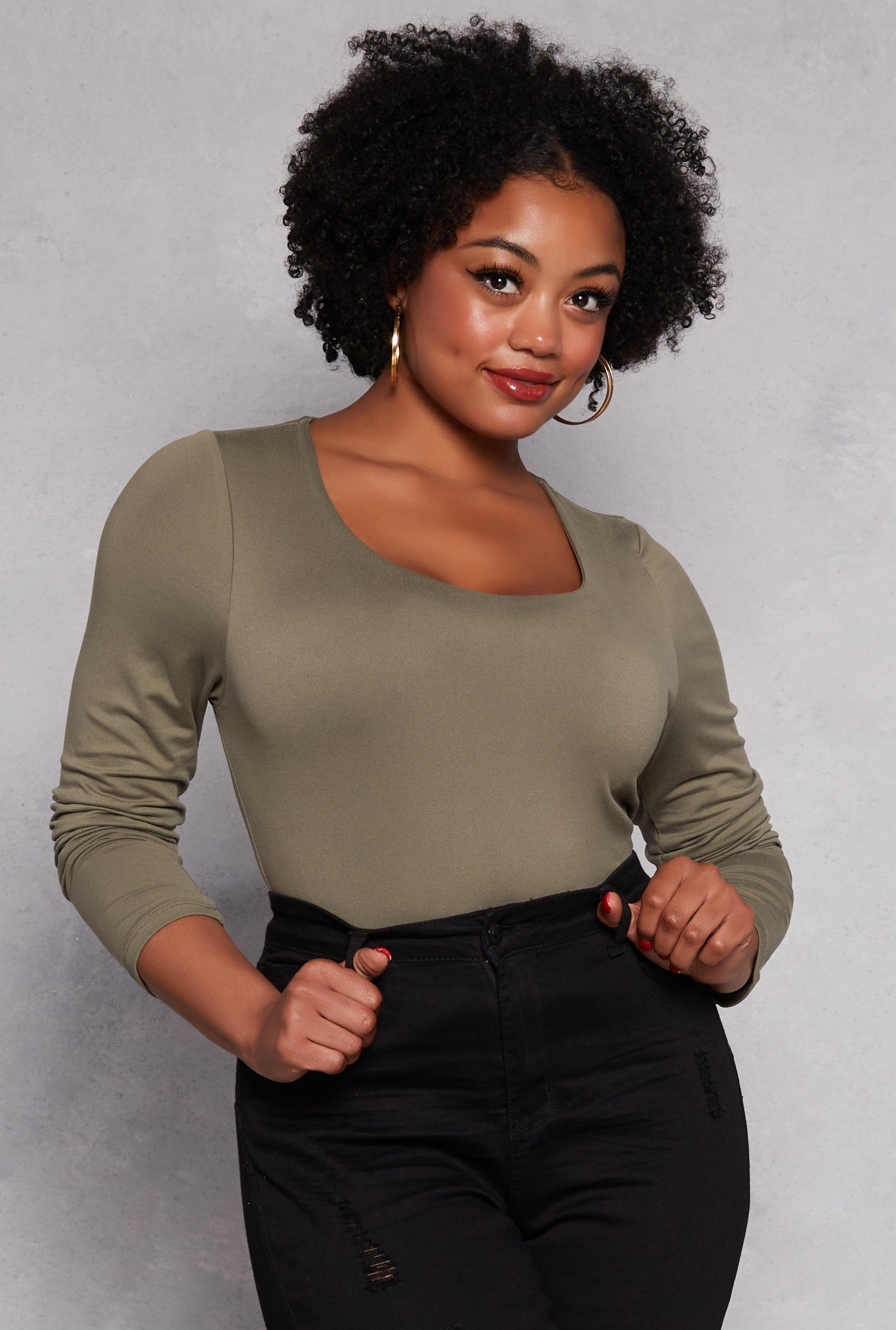 Womens Plus Size Double Layered Scoop Neck Top Product Image