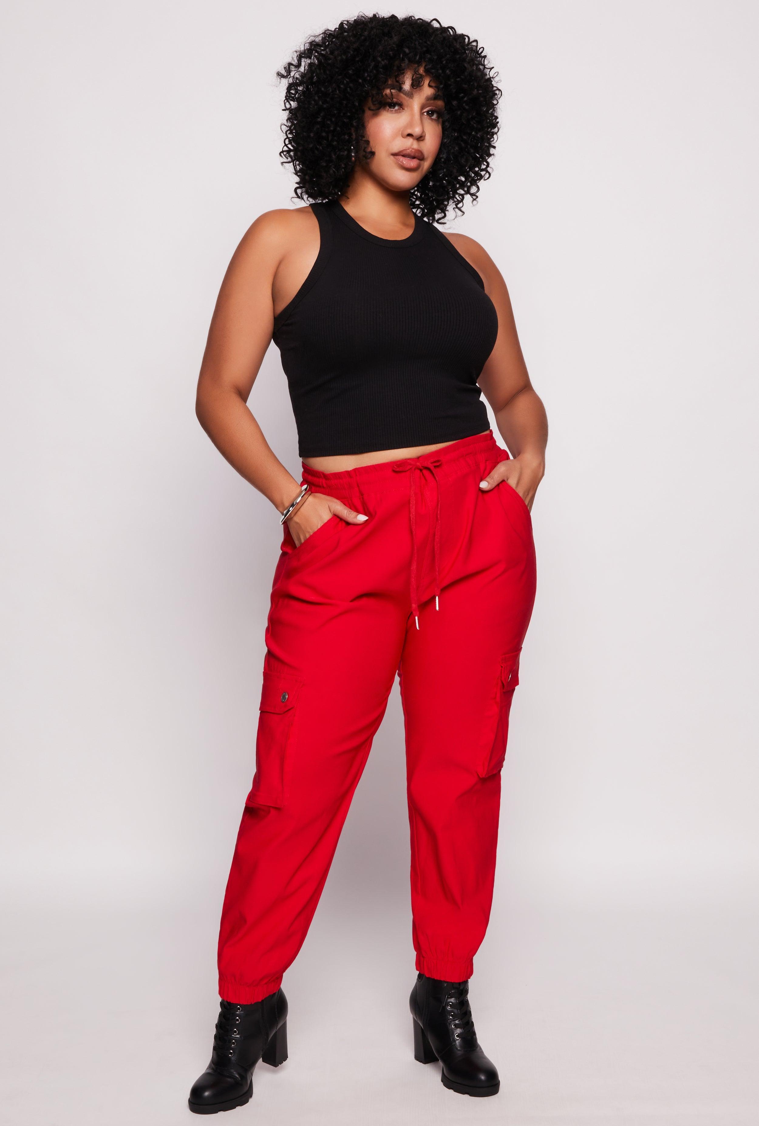 Womens Plus Size Twill Cargo Joggers Product Image