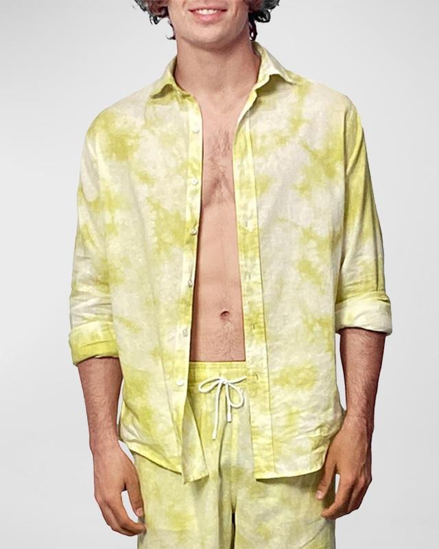 Mens Relaxed Fit Tie-Dye Linen Sport Shirt Product Image