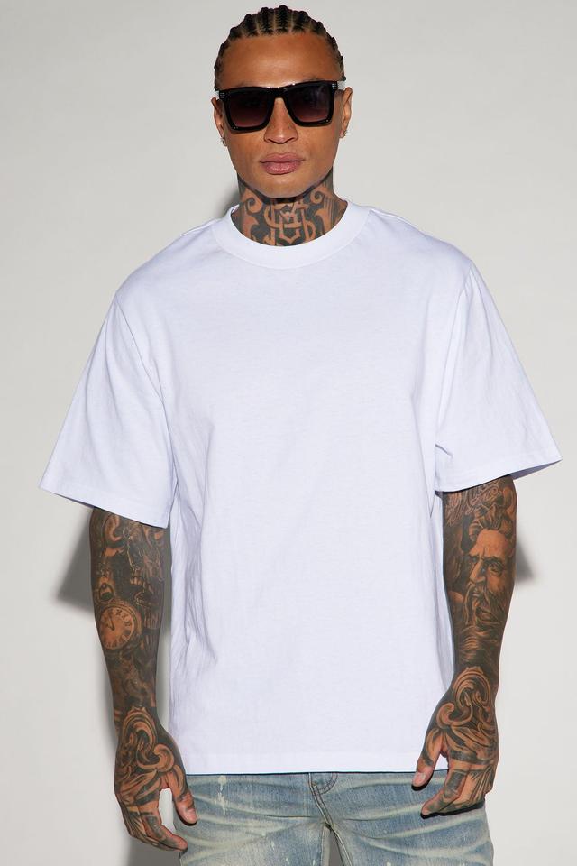 Oversized Heavyweight Short Sleeve Tee - White Product Image