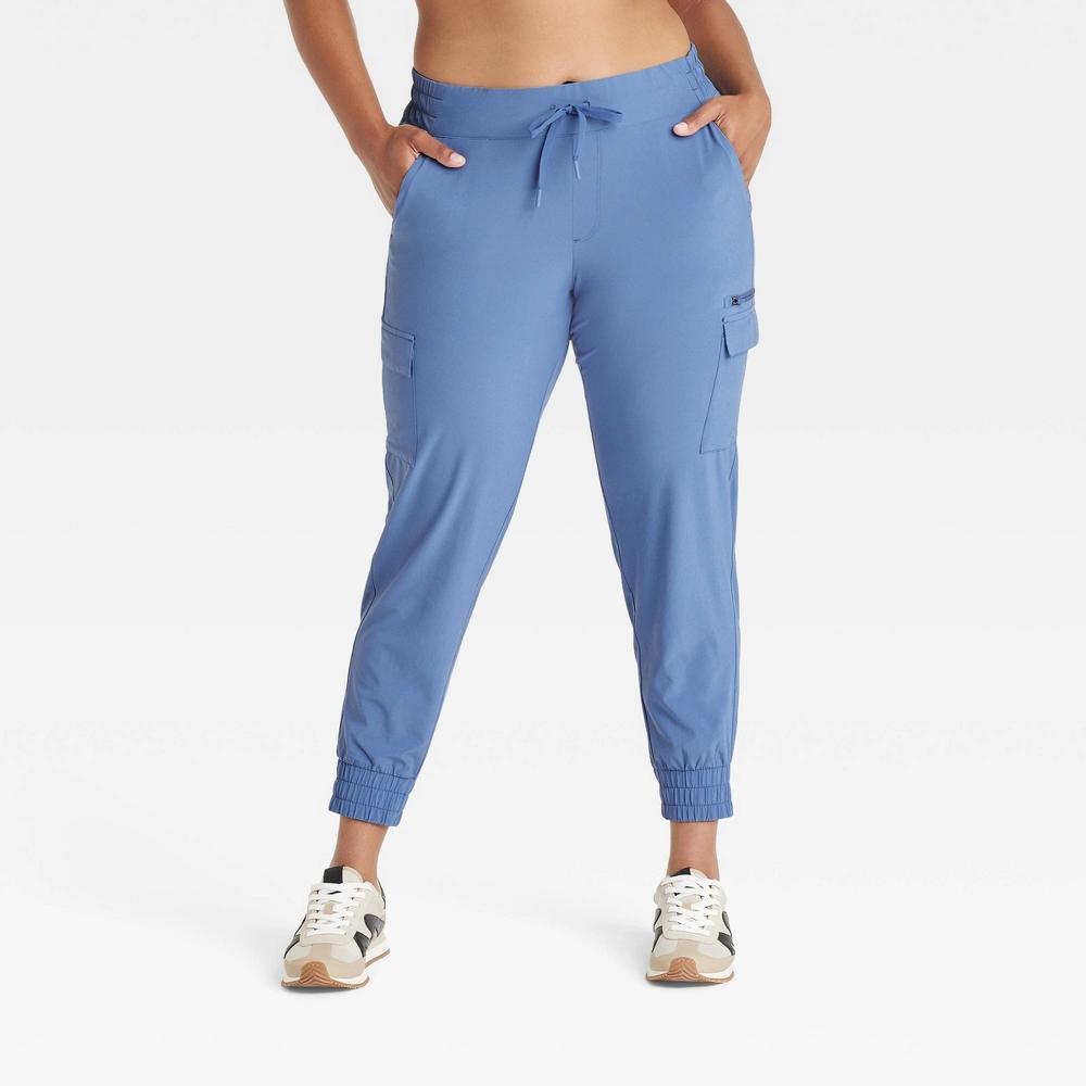 Women's Active Light Mid-Rise Cargo Joggers - All In Motion™ Dark Blue L Product Image