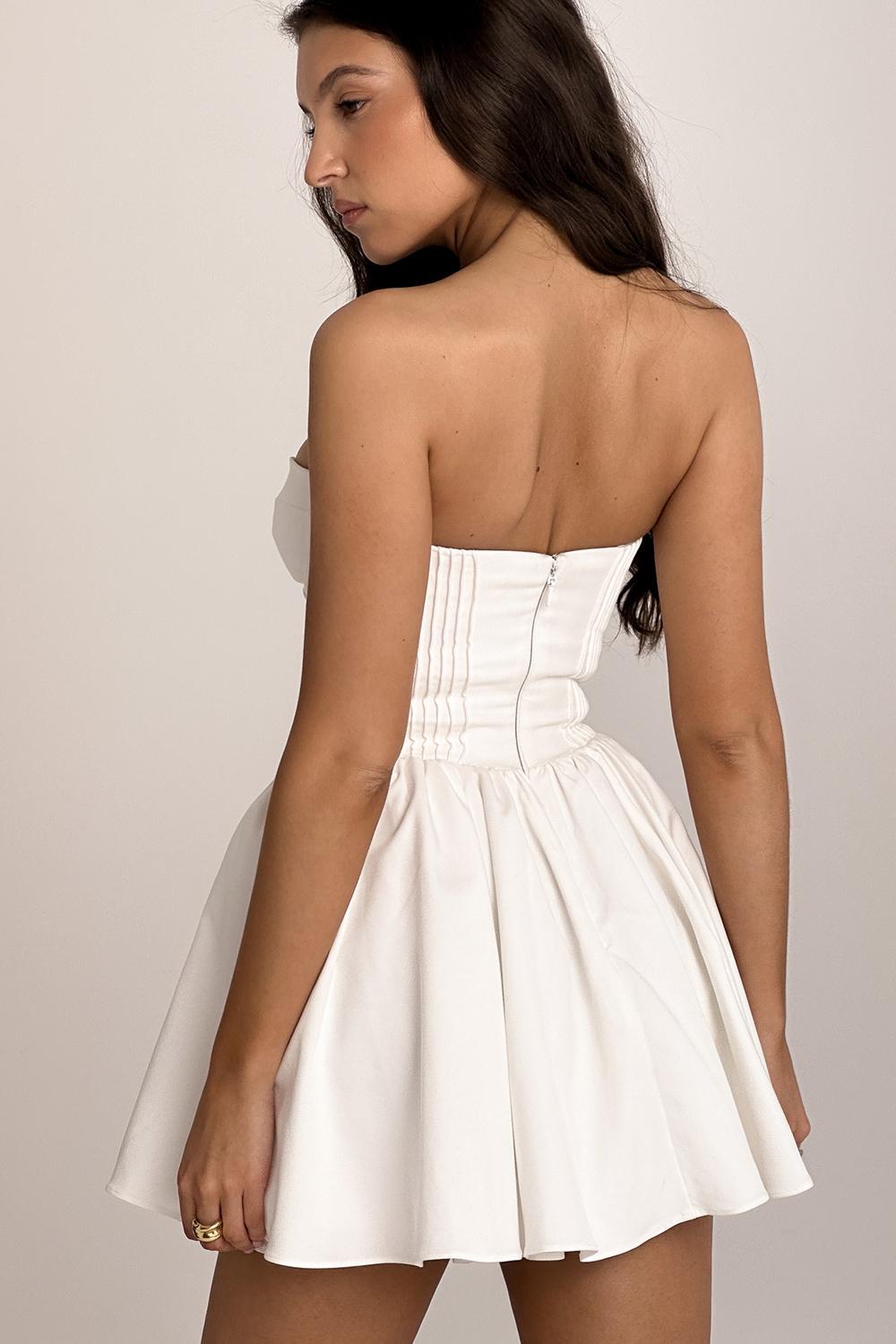 Katherine White Strapless Corset Mini Dress Product Image