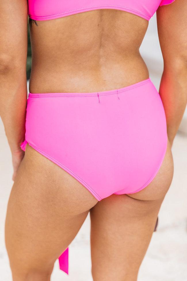 Summer Muse Hot Pink Tie Waist Bikini Bottoms FINAL SALE Product Image