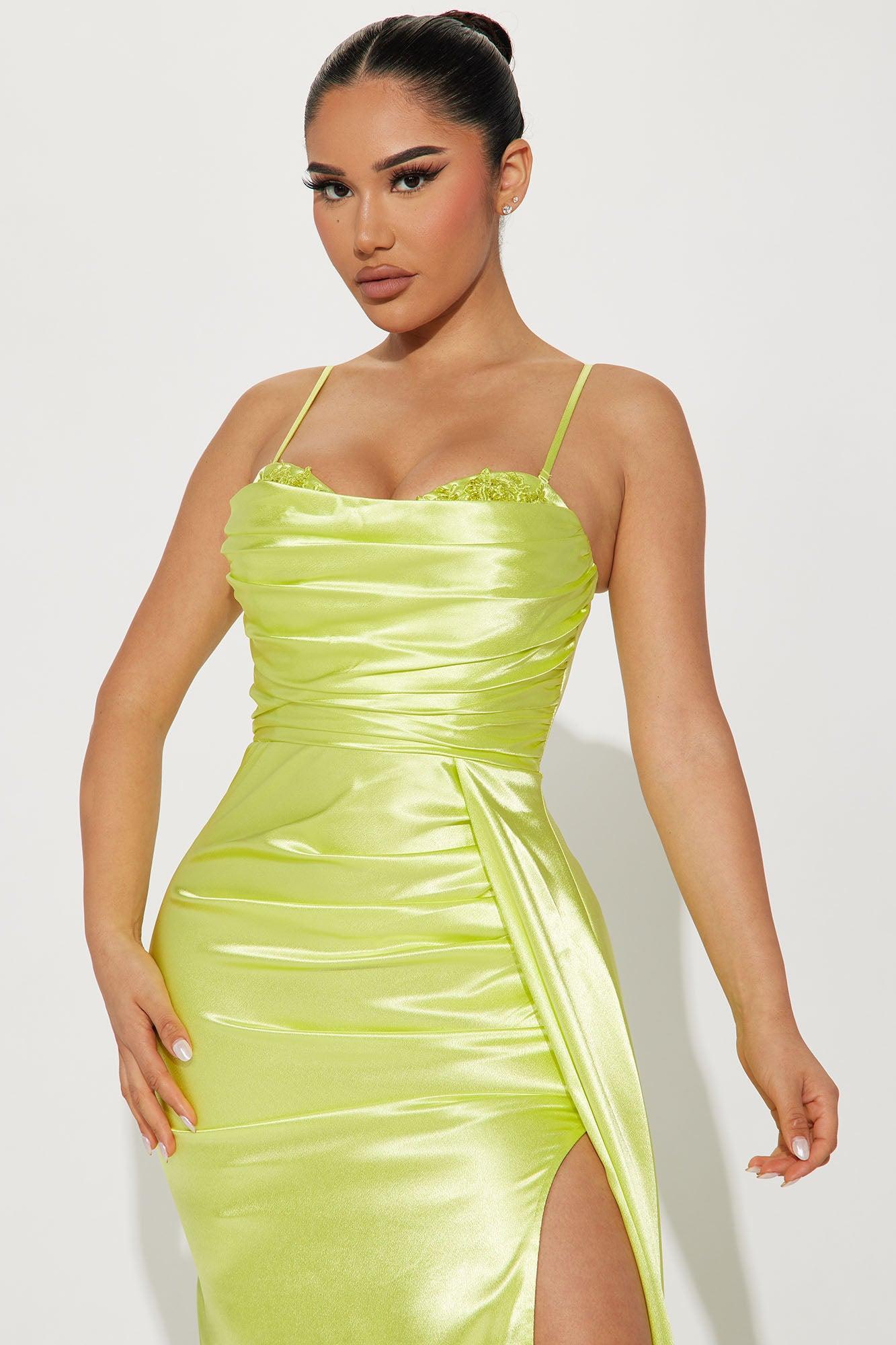 Dani Satin Maxi Dress - Yellow Product Image