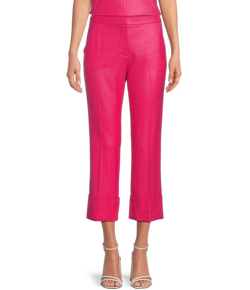 Trina Turk Banshee Mid Rise Straight Leg Pocketed Cropped Cuffed Hem Pants Product Image