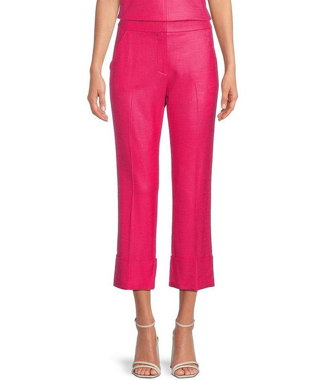 Trina Turk Banshee Mid Rise Straight Leg Pocketed Cropped Cuffed Hem Pants Product Image