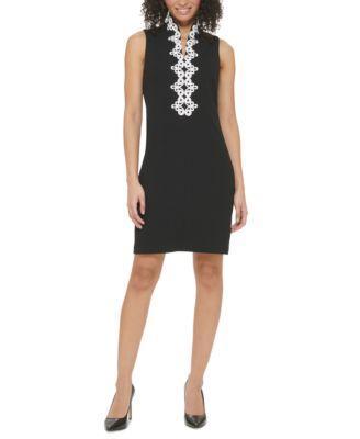 Petite Lace-Trim Shift Dress Product Image