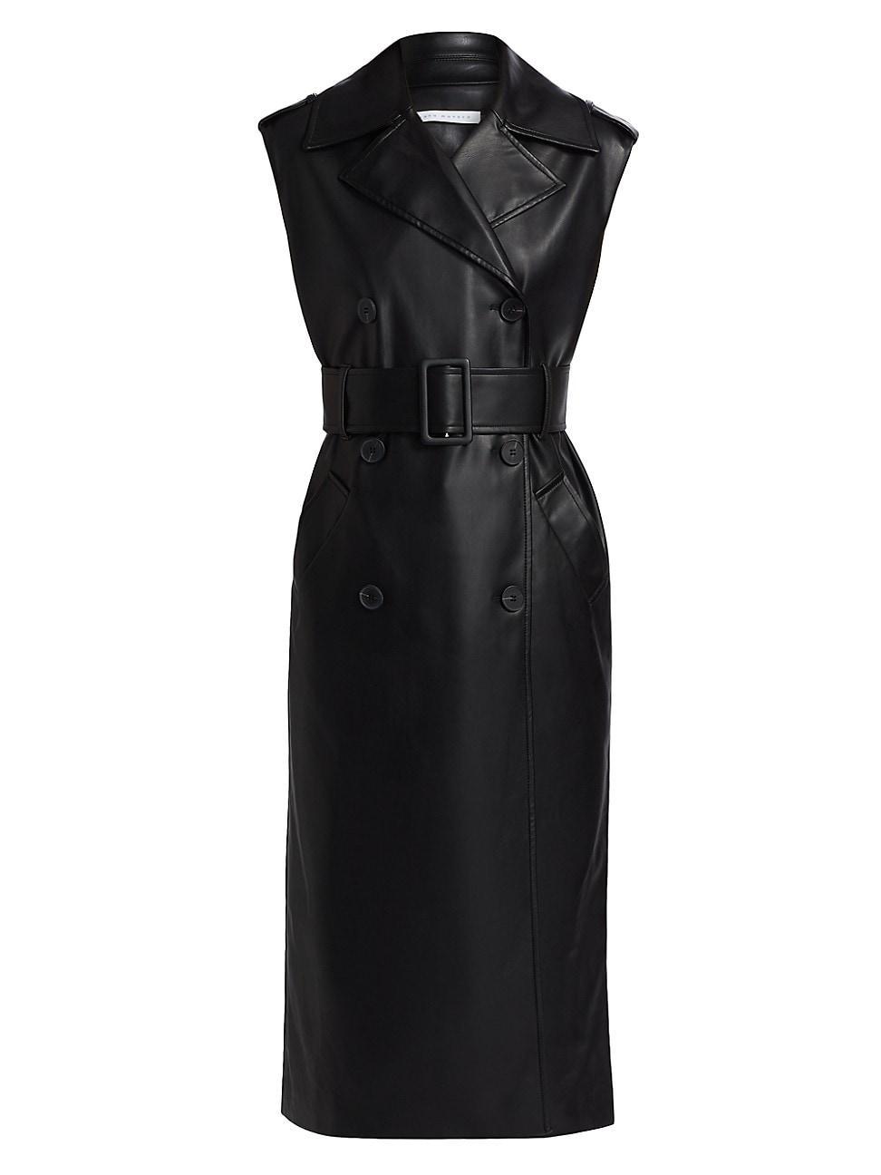 Womens Faux Leather Sleeveless Trench Coat product image